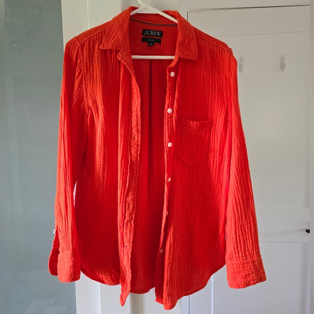 J Crew Cotton Gauze Button Down Shirt